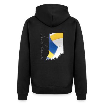 Real Volleyball in Indiana State Map IN - Unisex Premium Organic Zip Hoodie - black - Back - Nico (187cm)