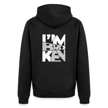 I'm Broken OK Typography Design - Unisex Premium Organic Zip Hoodie - black - Back - Nico (187cm)