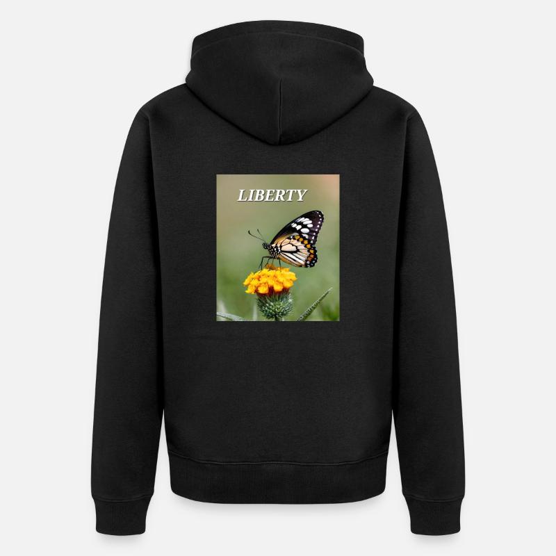 Papillon en fleurs - Veste à capuche bio Premium Unisexe - noir