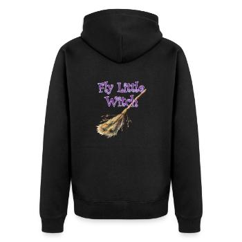 Fliege kleine Hexe - Unisex Premium Bio Zip Hoodie - Schwarz - Hinten - Nico (187cm)