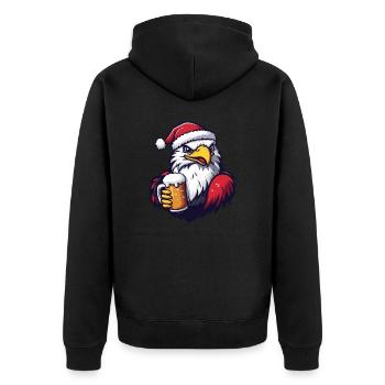 Adler Weihnachten Bier - Unisex Premium Bio Zip Hoodie - Schwarz - Hinten - Nico (187cm)