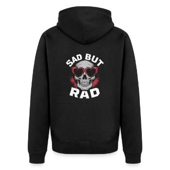 Cooler Goth-Look mit Tiefgang - Unisex Premium Bio Zip Hoodie - Schwarz - Hinten - Nico (187cm)