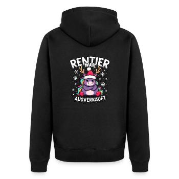 Rentier war ausverkauft Einhorn - Unisex Premium Bio Zip Hoodie - Schwarz - Hinten - Nico (187cm)