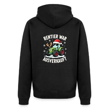 traktor Rentier war ausverkauft - Unisex Premium Bio Zip Hoodie - Schwarz - Hinten - Nico (187cm)