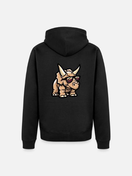 Dinosaur triceratops Comic Cool - Unisex Premium Organic Zip Hoodie - black