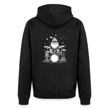 Weihnachts-Drummer - Santa's Show - Unisex Premium Bio Zip Hoodie - Schwarz - Hinten - Nico (187cm)