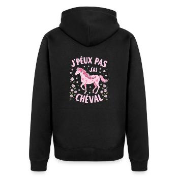 J'Peux Pas J'Ai Cheval, Rose - Veste à capuche bio Premium Unisexe - noir - Dos - Nico (187cm)