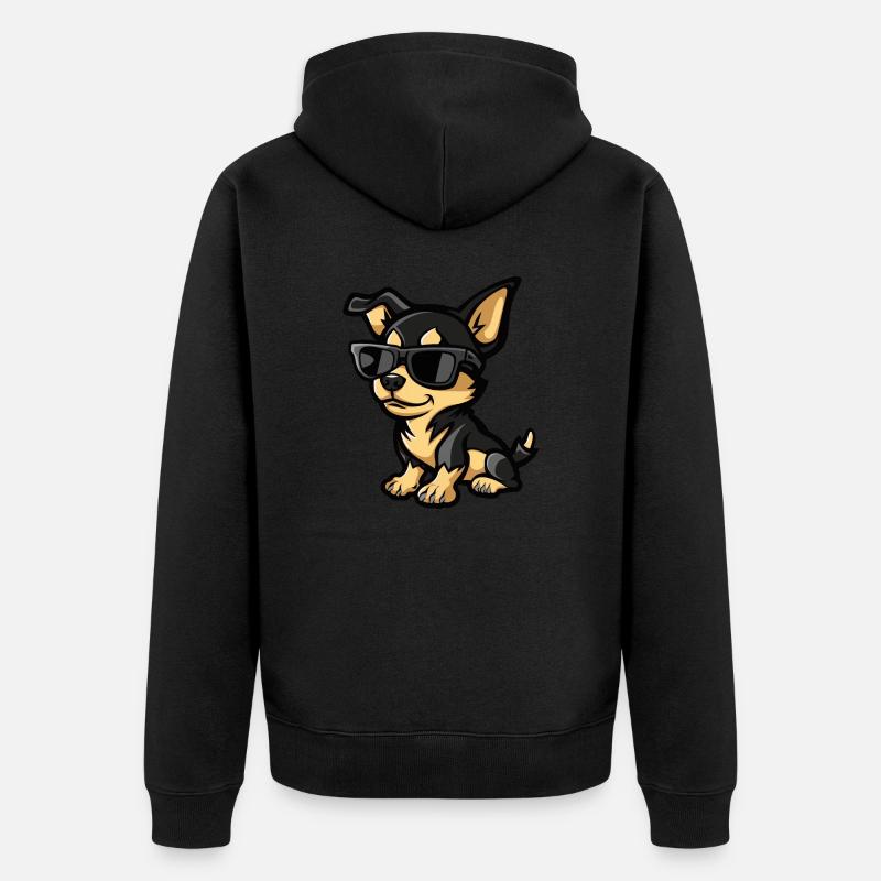 Chihuahua Chiens Bande Dessinée Cool - Veste à capuche bio Premium Unisexe - noir