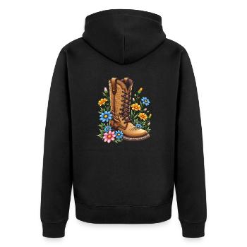 Floral Schuh - Flower Power - Unisex Premium Bio Zip Hoodie - Schwarz - Hinten - Nico (187cm)