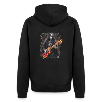 Sensenmann mit E-Gitarre Rock Heavy Metal - Unisex Premium Bio Zip Hoodie - Schwarz - Hinten - Nico (187cm)