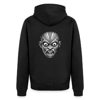 Maske - Unisex Premium Bio Zip Hoodie - Schwarz - Hinten - Nico (187cm)