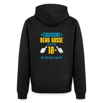 Humoristique 18 Ans Idée Cadeau Drôle Garçon - Veste à capuche bio Premium Unisexe - noir - Dos - Nico (187cm)
