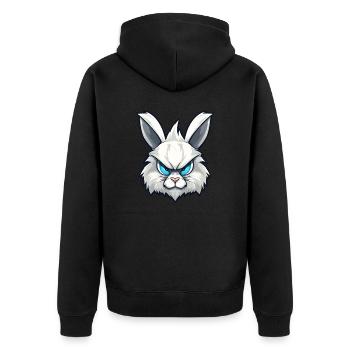 Kein Bock auf Ostern - Osterhase - Unisex Premium Bio Zip Hoodie - Schwarz - Hinten - Nico (187cm)