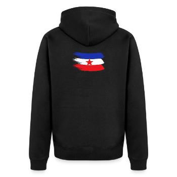 Yugoslavia Jugoslawien Balkan Flagge Geschenk - Unisex Premium Bio Zip Hoodie - Schwarz - Hinten - Nico (187cm)