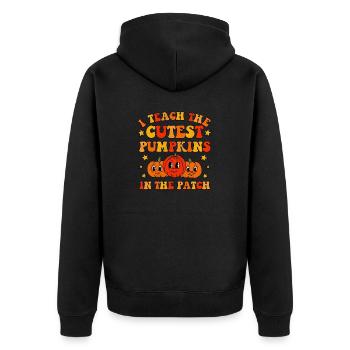 I Teach The Cutest Pumpkins In The Patch Groovy - Unisex Premium Organic Zip Hoodie - black - Back - Nico (187cm)