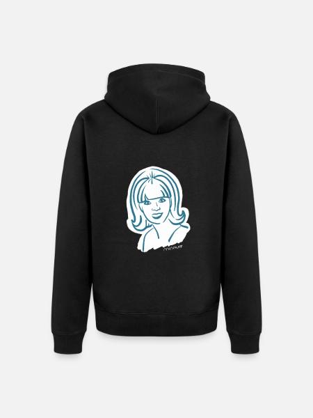 60er Jahre / Frau Porträt / Frauenpower / minavi - Unisex Premium Bio Zip Hoodie - Schwarz