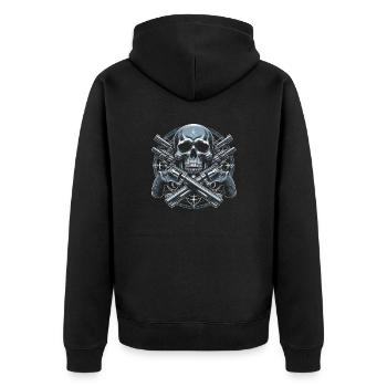 Résolution d’acier : crâne encerclé par des revolvers - Veste à capuche bio Premium Unisexe - noir - Dos - Nico (187cm)