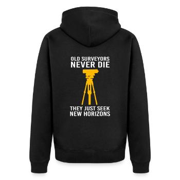 Landvermesser - Unisex Premium Bio Zip Hoodie - Schwarz - Hinten - Nico (187cm)