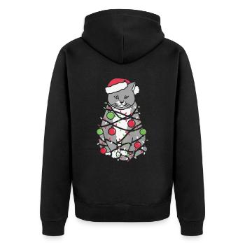 Meowy Xmas Shirt for Christmas - Unisex Premium Organic Zip Hoodie - black - Back - Nico (187cm)
