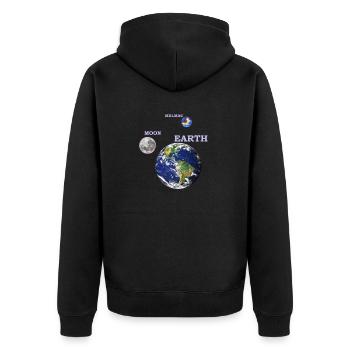 earth moon melmac 1 - Unisex Premium Bio Zip Hoodie - Schwarz - Hinten - Nico (187cm)