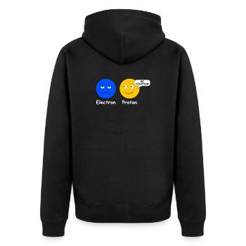 Proton Electron Be Positive - Unisex Premium Organic Zip Hoodie - black - Back - Nico (187cm)