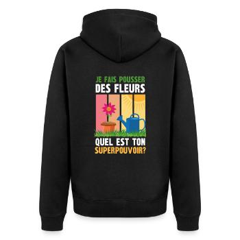 je fais pousser des fleurs - Veste à capuche bio Premium Unisexe - noir - Dos - Nico (187cm)