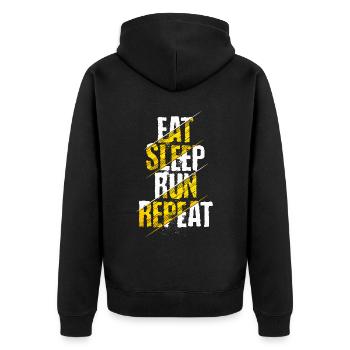 Eat Sleep Run Repeat Running Motivation Runner - Unisex Premium Organic Zip Hoodie - black - Back - Nico (187cm)