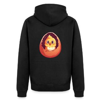 Küken im Ei - Charmantes Huhn Design - Unisex Premium Bio Zip Hoodie - Schwarz - Hinten - Nico (187cm)