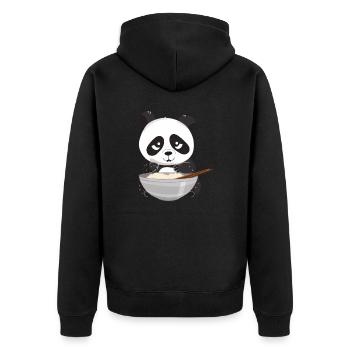 Panda with chopsticks and rice, Asian - Unisex Premium Organic Zip Hoodie - black - Back - Nico (187cm)