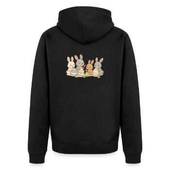 Hasenfreunde bemalen Ostereier – Süßes Osterdesign - Unisex Premium Bio Zip Hoodie - Schwarz - Hinten - Nico (187cm)