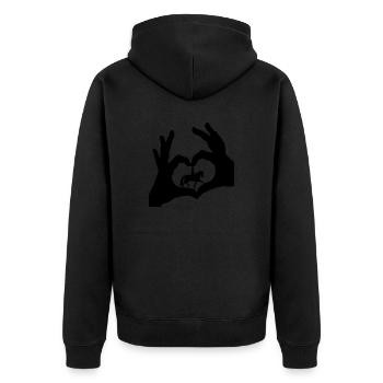 love Dressur horse - Unisex Premium Bio Zip Hoodie - Schwarz - Hinten - Nico (187cm)