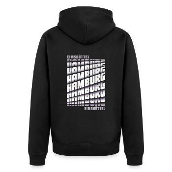 Hamburg Eimsbüttel - Unisex Premium Bio Zip Hoodie - Schwarz - Hinten - Nico (187cm)
