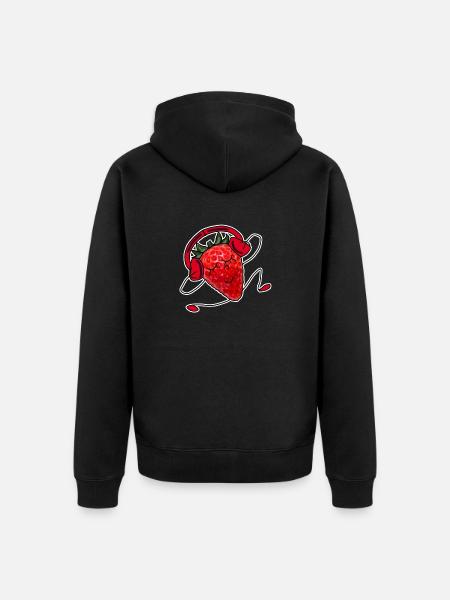 Erdbeere - Unisex Premium Bio Zip Hoodie - Schwarz