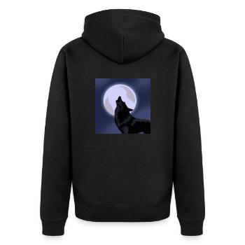 Wolf mit Mond - Unisex Premium Bio Zip Hoodie - Schwarz - Hinten - Nico (187cm)