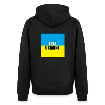 free ukraine - Unisex Premium Bio Zip Hoodie - Schwarz - Hinten - Nico (187cm)