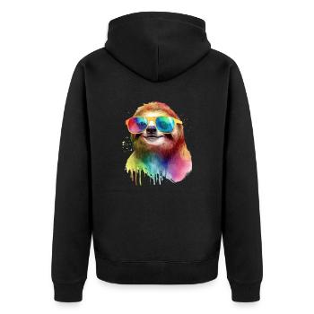 Colorful cool sloth with sunglasses - Unisex Premium Organic Zip Hoodie - black - Back - Nico (187cm)