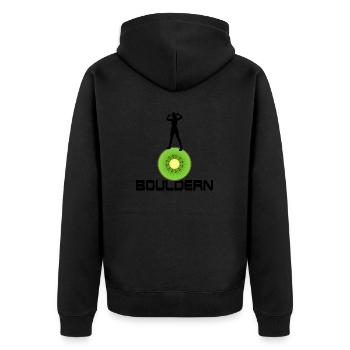 bouldern bouldergil bouldert boulderroute top kiwi - Unisex Premium Bio Zip Hoodie - Schwarz - Hinten - Nico (187cm)