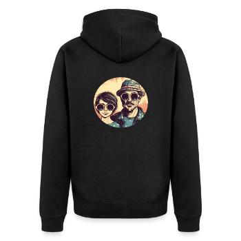 Cooler Vater mit cooler Tochter - Vater Tochter - Unisex Premium Bio Zip Hoodie - Schwarz - Hinten - Nico (187cm)