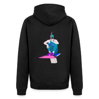 Finswimming - Unisex Premium Bio Zip Hoodie - Schwarz - Hinten - Nico (187cm)