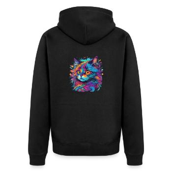 Cat in colors - Unisex Premium Organic Zip Hoodie - black - Back - Nico (187cm)