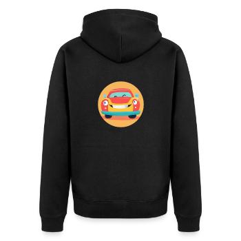 Sonnenstrahl-Auto - Unisex Premium Bio Zip Hoodie - Schwarz - Hinten - Nico (187cm)