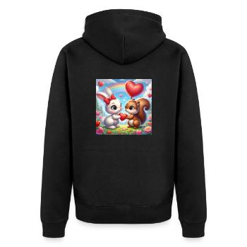 Valentinstag 1000px - Unisex Premium Bio Zip Hoodie - Schwarz - Hinten - Nico (187cm)