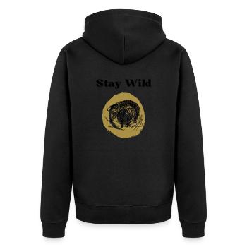 Stay Wild - Unisex Premium Bio Zip Hoodie - Schwarz - Hinten - Nico (187cm)