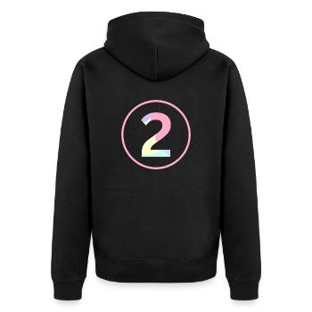 Pastel "Two" 2 - ApriNoeScor - Unisex Premium Organic Zip Hoodie - black - Back - Nico (187cm)
