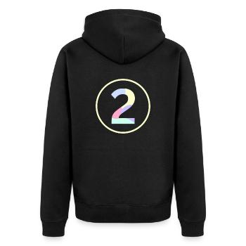 Pastel "Two" 2 - ApriNoeScor - Unisex Premium Organic Zip Hoodie - black - Back - Nico (187cm)