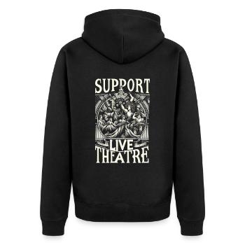 Support Live Theatre 6 - Unisex Premium Bio Zip Hoodie - Schwarz - Hinten - Nico (187cm)