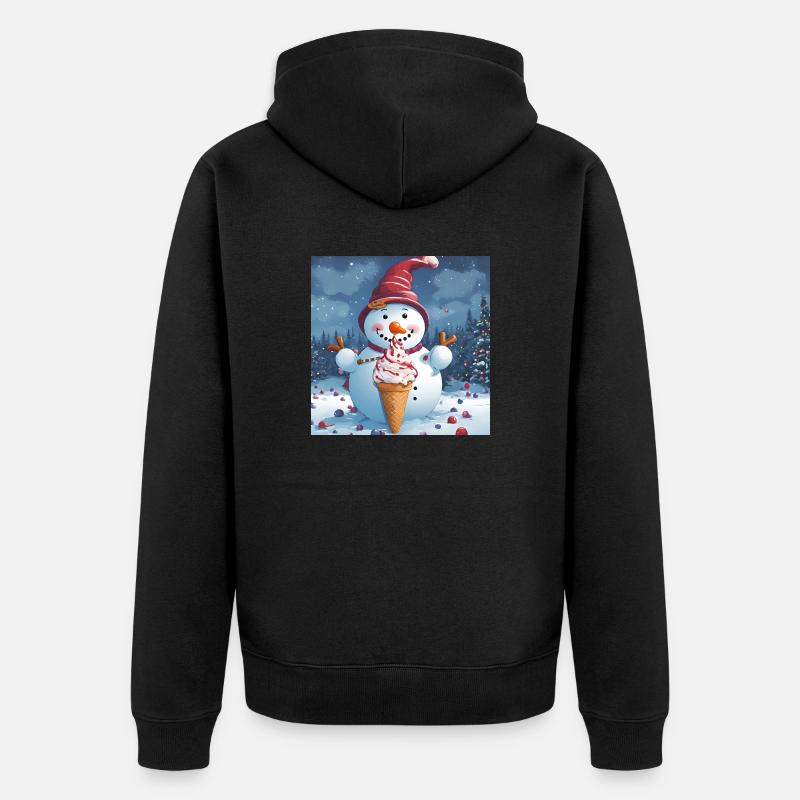 Schneemann mit Eis - Unisex Premium Bio Zip Hoodie - Schwarz