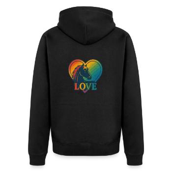 Pferdeliebe - Unisex Premium Bio Zip Hoodie - Schwarz - Hinten - Nico (187cm)