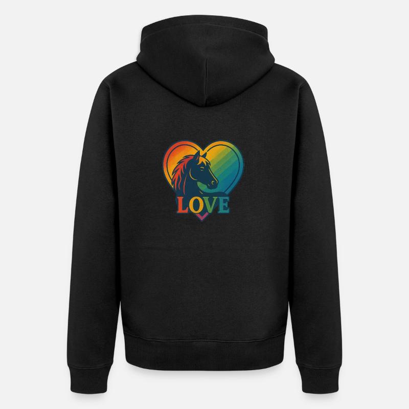 L’amour des chevaux - Veste à capuche bio Premium Unisexe - noir