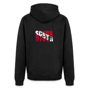 Scuba Diver Red White Flag Vintage Tauchen - Unisex Premium Bio Zip Hoodie - Schwarz - Hinten - Nico (187cm)